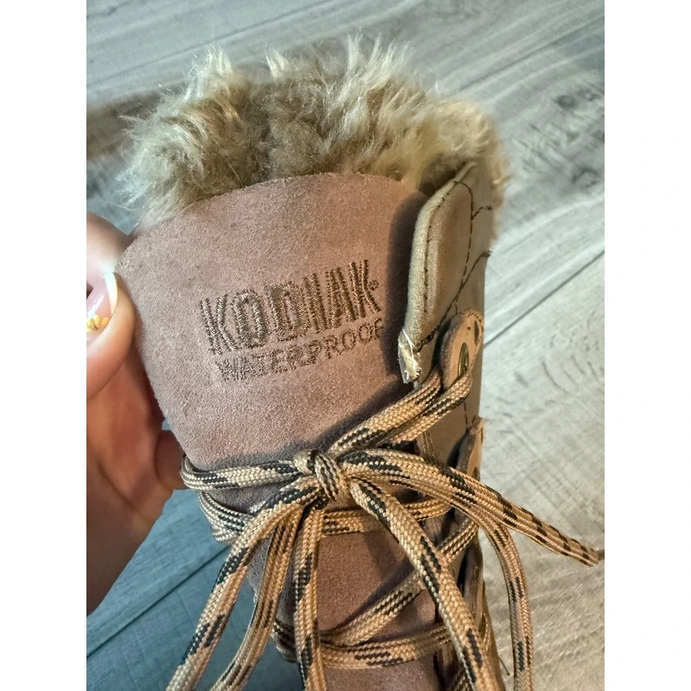 Kodiak Waterproof Winter Boots Womens 8 Brown Leather Faux Fur Duck Boot
